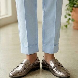 Monroe & Main Metallic Silver Studded Loafers